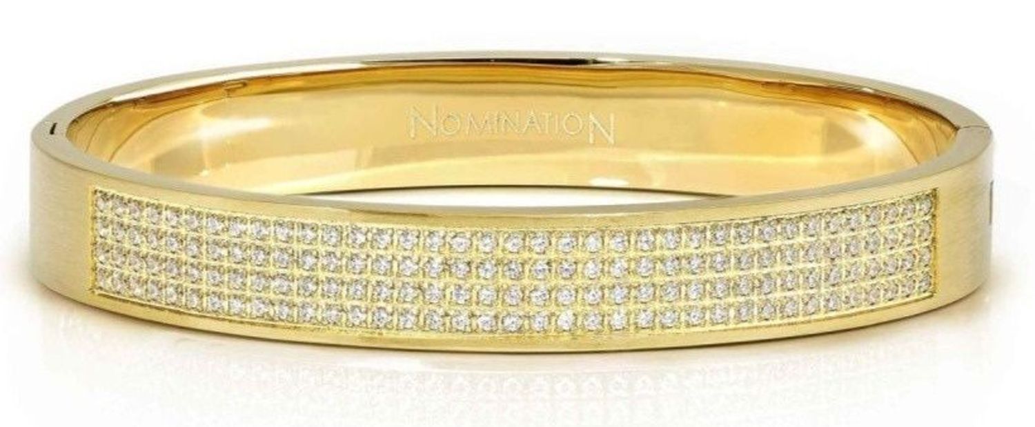 Sztywna bransoletka Nomination Pretty Bangle stalowa złota z cyrkoniami Pavé 029535 020fd.jpg